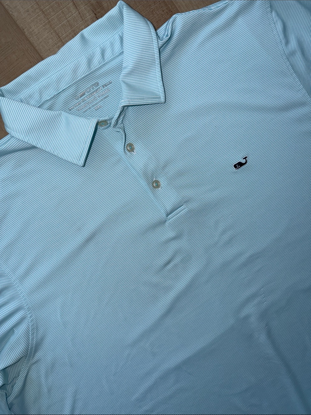 Vineyard Vines On-The-Go Sankaty Men's Light Blue Micro-Striped Polo-XXL